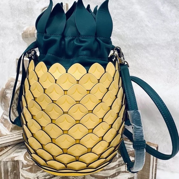 Kate Spade Pineapple Crossbody Bucket Bag Amazing Colada Novelty yellow green - Picture 8 of 14